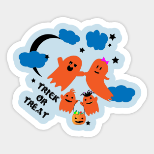 Trick Or Treat Cute Ghosts Family Fly Halloween Candys Sweets Sticker